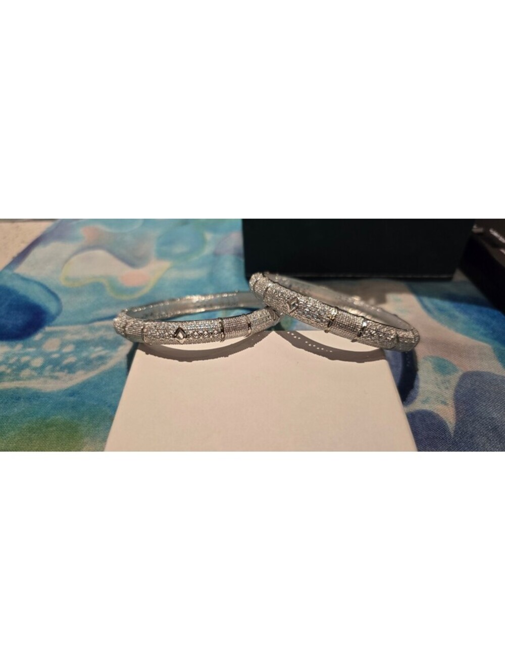 Pair of Silver Tone Intricate Bracelets - fit 8" wrist
